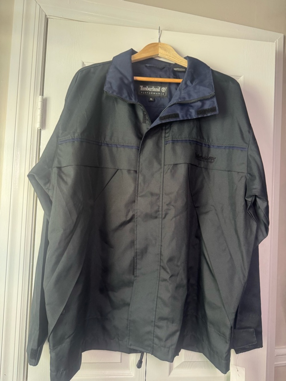 Timberland Men's Dark Jacket with Navy Collar